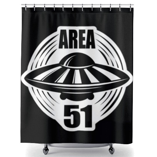 Area 51 Black Flying Saucer Shower Curtains