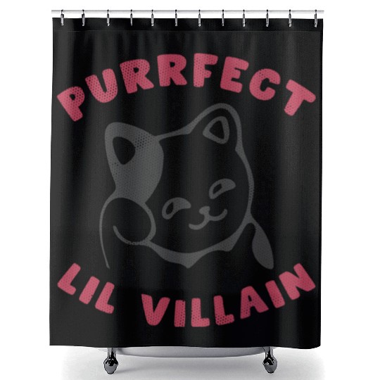 PURRFECT LIL VILLIAN green Shower Curtains