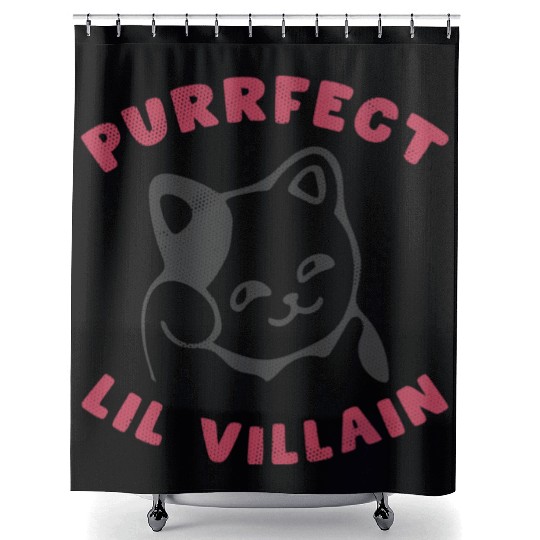 PURRFECT LIL VILLIAN green Shower Curtains