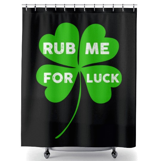 Saint Patrick Rub Me For Luck aesthetic retro Shower Curtains