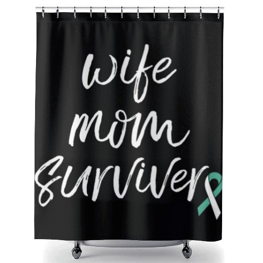 Cervical Cancer Awareness Products Ribbon Survivor Shower Curtains