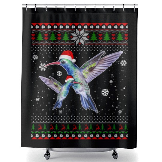Hummingbird Farm Santa In Snow Ugly Shower Curtains
