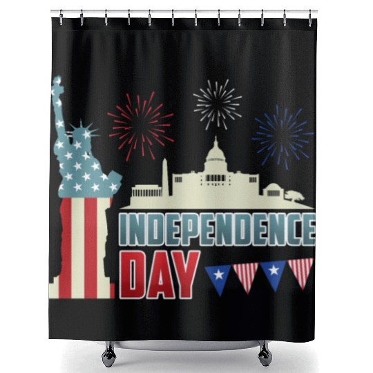 Independence Day Statue of Loverty America Party Shower Curtains
