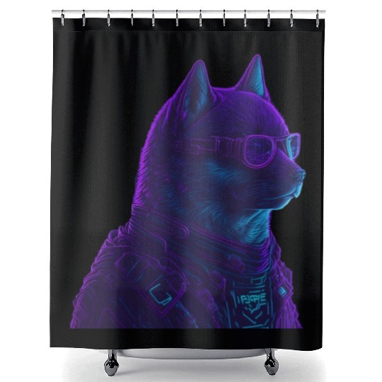Neon Punk Dogedroid Shower Curtains