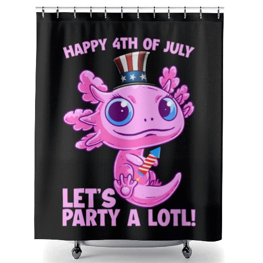 Axolotl 4th of July Patriotic Independence Day Mat Shower Curtains