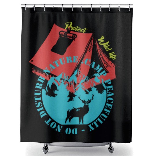 Camp Peacefully Do Not Disturb Nature Shower Curtains