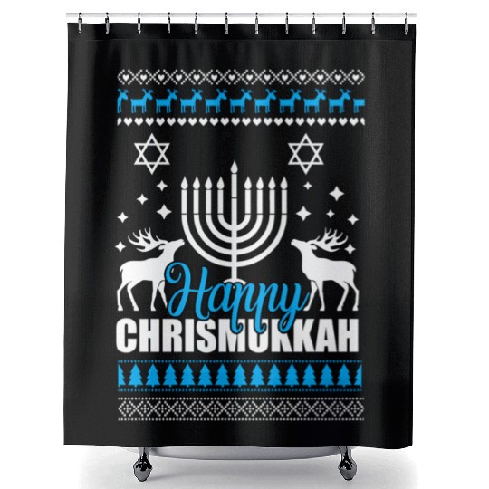 Happy Chrismukkah Ugly Style Shower Curtains
