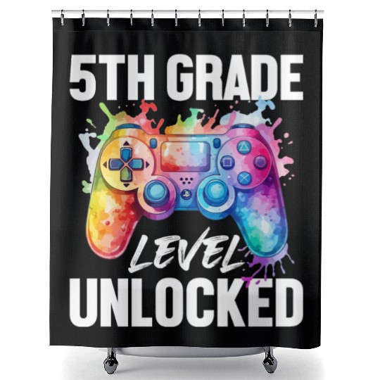 5th Grade Level Unlocked Back to School Video Game Shower Curtains