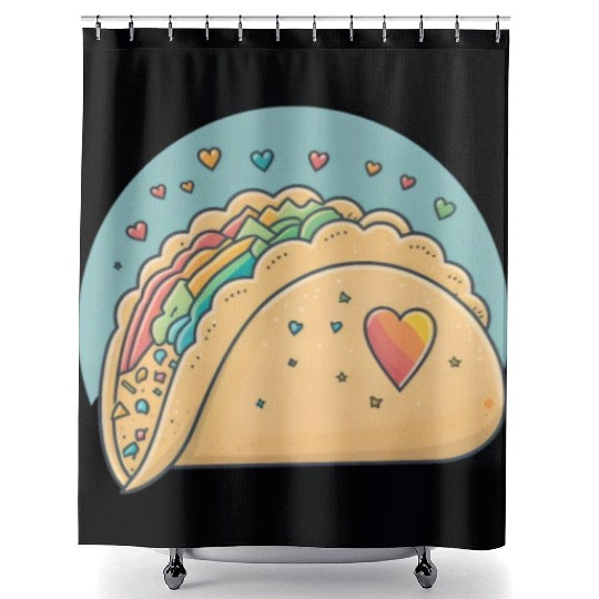 Taco-Lover I Love Tacos Heart Spicy Foodie Shower Curtains