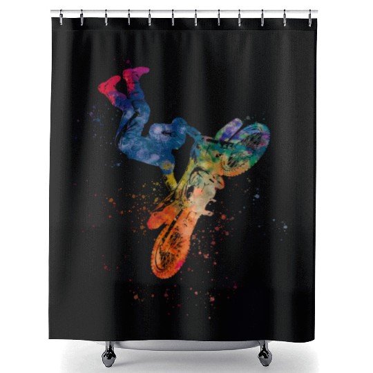 motocross rider Shower Curtains