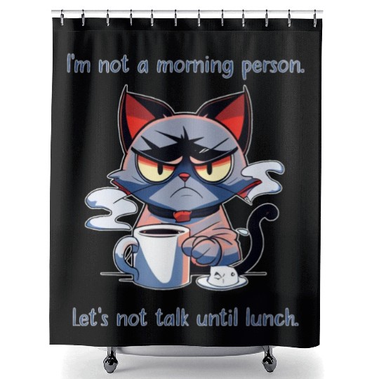 Grumpy cat morning person Shower Curtains