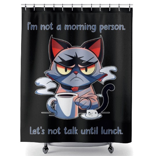 Grumpy cat morning person Shower Curtains