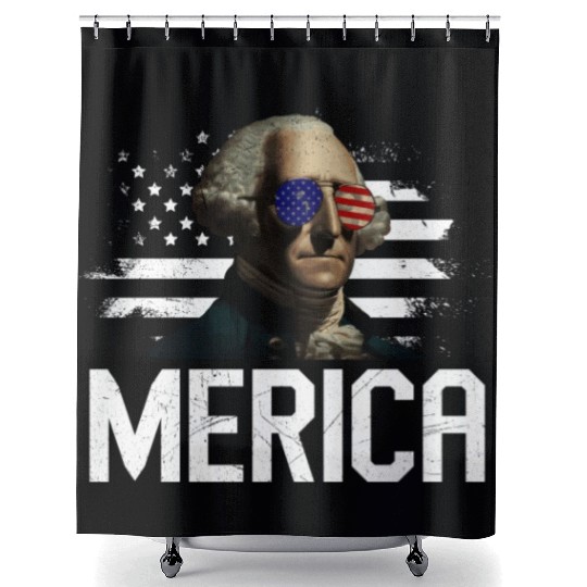 Merica George Washington Independence Day Shower Curtains