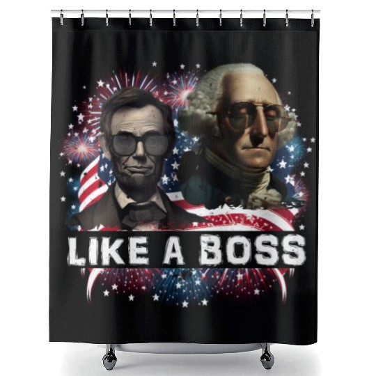 Lincoln & Washington Like a Boss Independence Day Shower Curtains