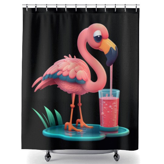 Summer Flamingo Shower Curtains