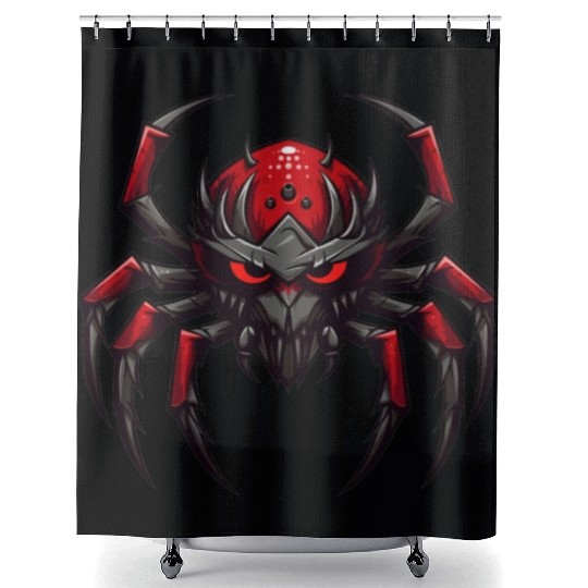 Angry spider, Spider logo, Spider robot monster Shower Curtains