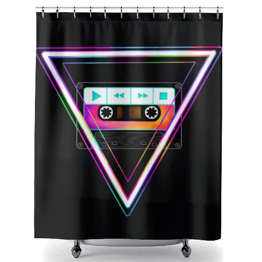 Totally Triangular 80s Cassette Tape Shower Curtains