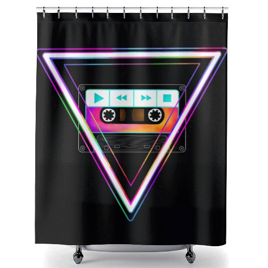 Totally Triangular 80s Cassette Tape Shower Curtains