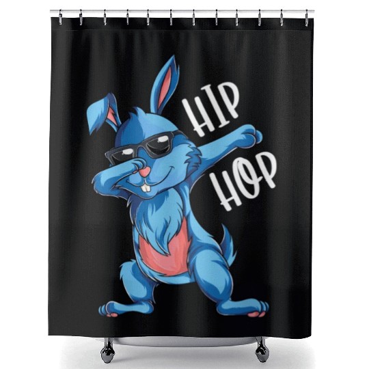Hip Hop Dabbing Bunny Easter Day Shower Curtains