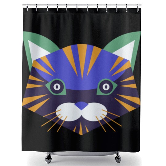 Colorful Cat Face Shower Curtains