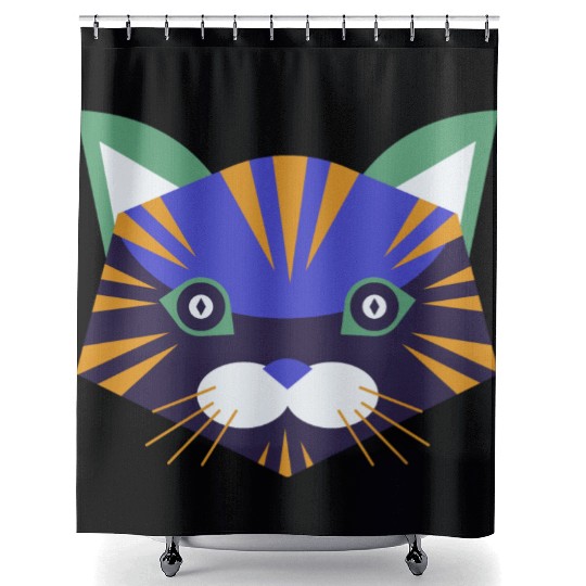 Colorful Cat Face Shower Curtains