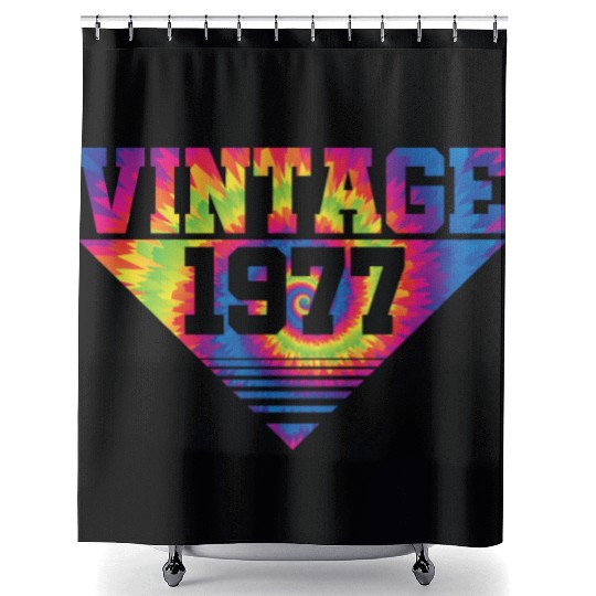 Vintage 1977 Tie Dye Splash Color Triangle Shower Curtains