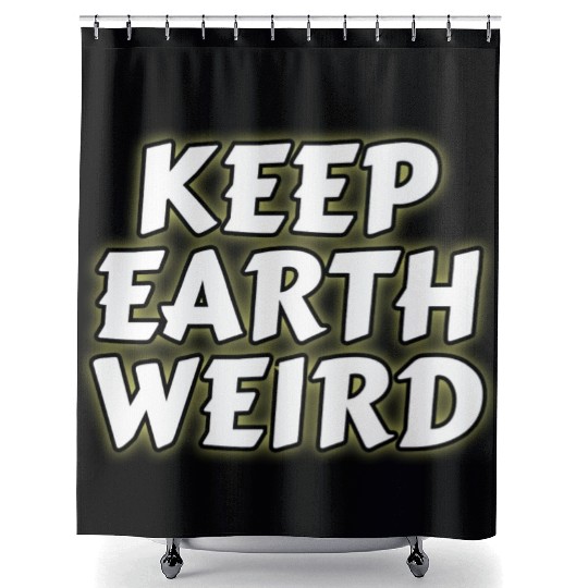 DESIGNKeep Earth Weird solid white humor Copy Shower Curtains