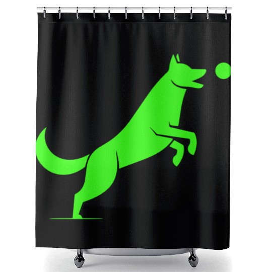 Fetch Green Shower Curtains