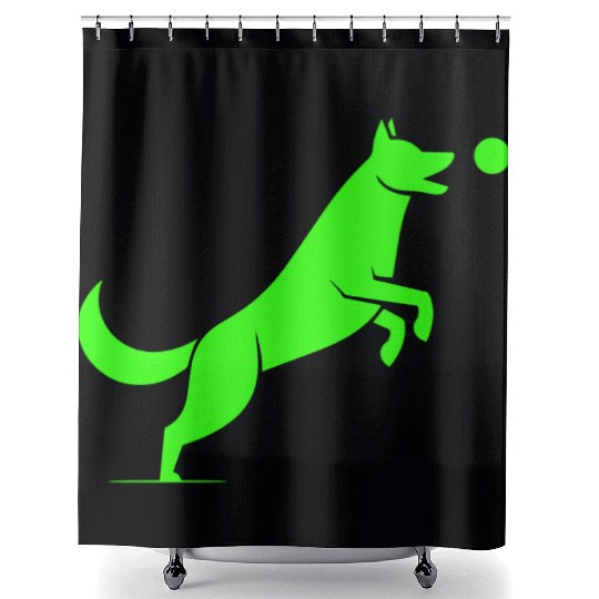Fetch Green Shower Curtains