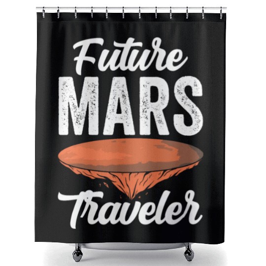 Future Mars Traveler Explorer Planet Space Shower Curtains