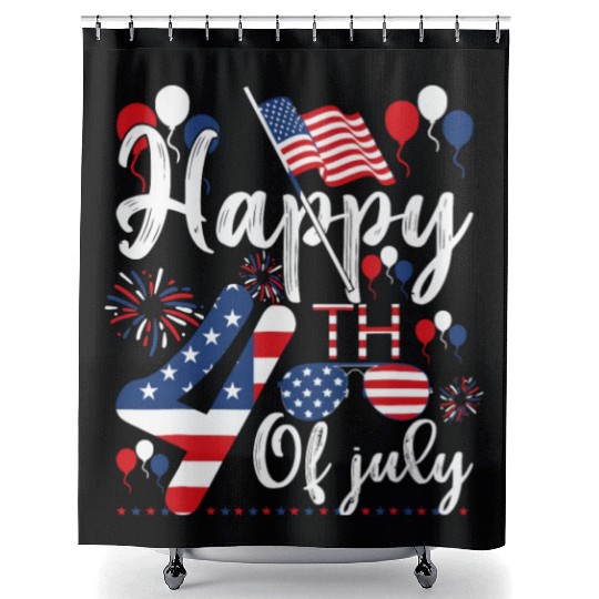 Happy Fourth Of July Patriotic American US Flag Shower Curtains
