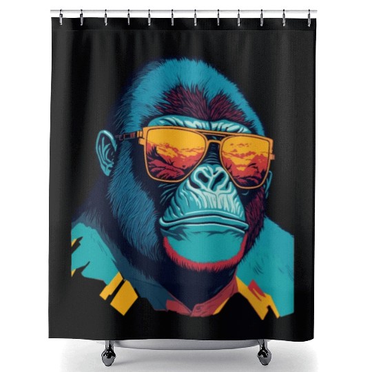Stylish Gorilla with trendy sunglasses Shower Curtains