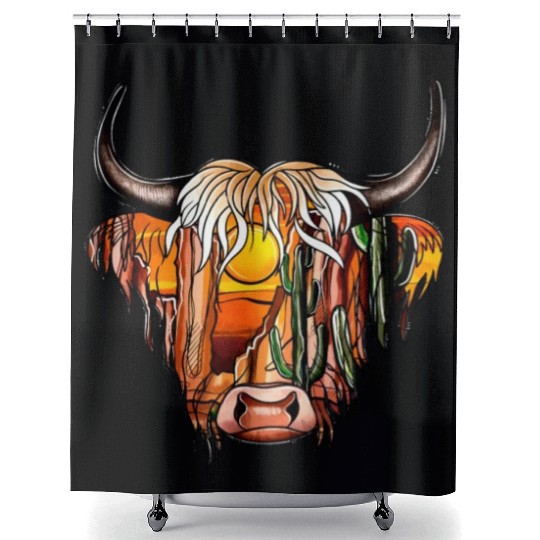 Desert Dreamer Highland Cow Shower Curtains