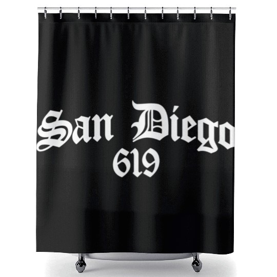 San Diego 619 Chicano Latino Style Area Code Shower Curtains