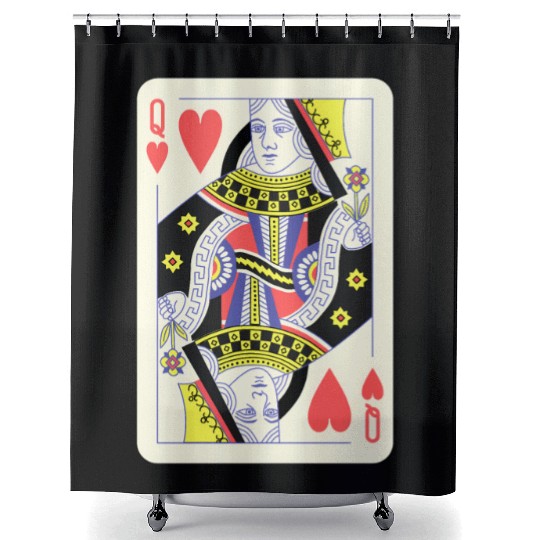 Queen Of Hearts Playing Card Halloween Shower Curtains