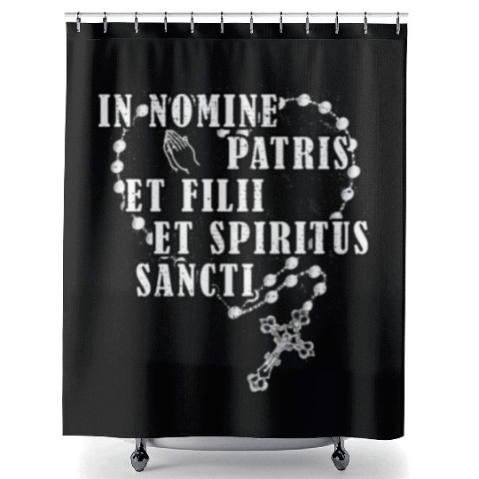 Latin Roman Catholic Rosary Religious Catholic Hol Shower Curtains