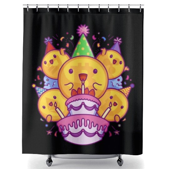 HAPPY BIRTHDAY-Bitcoin Coin Shower Curtains