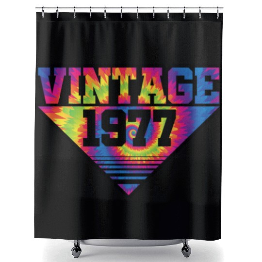 Vintage 1977 Tie Dye Splash Color Triangle Shower Curtains