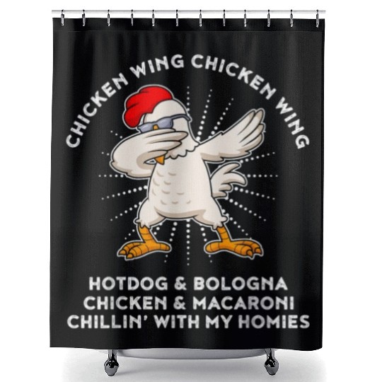 Funny Chicken Wing Chicken Wing Hot Dog Shower Curtains