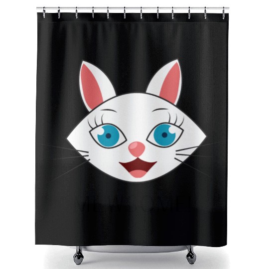 Mewsome White Cat Face Shower Curtains