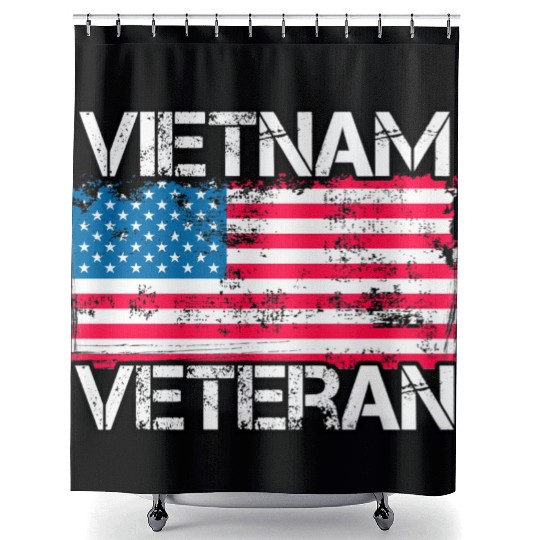 Vietnam Veteran Us Flag Military Vet Shower Curtains