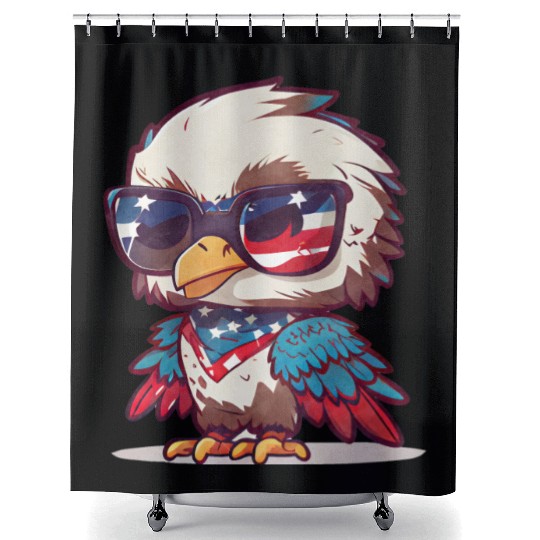 Patriotic fashionista Bird Shower Curtains