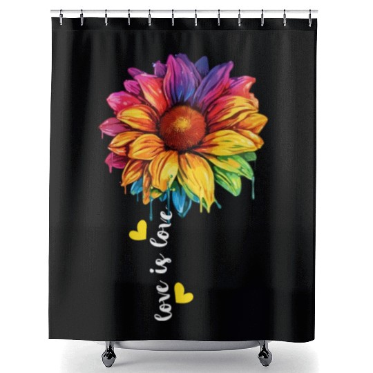 Rainbow Sunflower LGBTQ Community Transgender Pun Shower Curtains