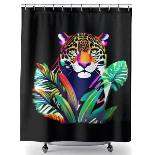 Jaguar in the Tropics Shower Curtains