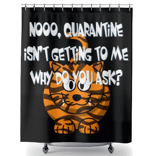 Crazy Cat Social Distancing Face Mask Funny Shower Curtains