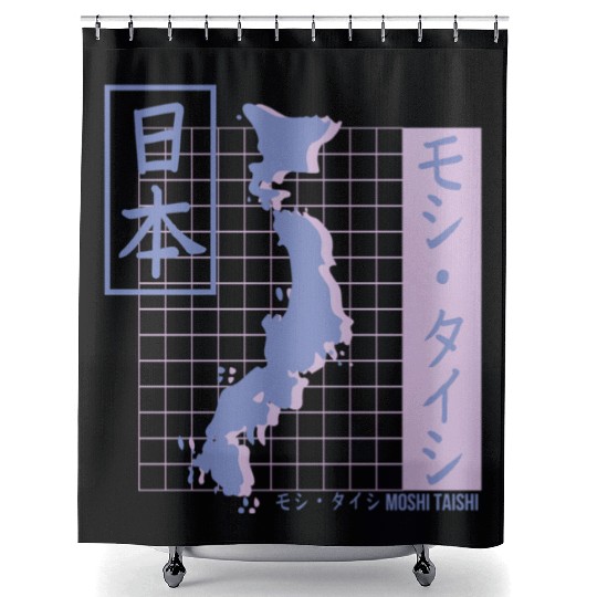 Vaporwave Pastel Japanese Streetwear Aesthetic Shower Curtains
