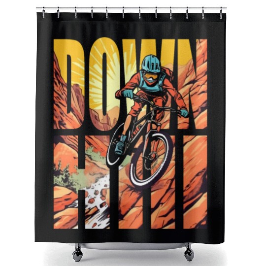 Downhill - Mountain Bike Design Shower Curtains
