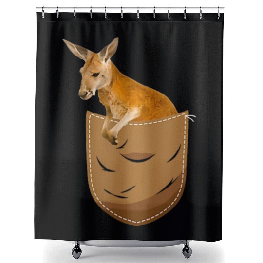 Kangaroo In Pocket Funny Animal Lover Shower Curtains
