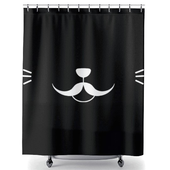 Moustache Cat Face Shower Curtains