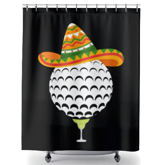 Margarita Golf Ball Mexican Sombrero Shower Curtains